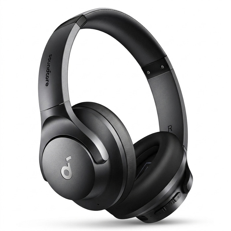 هدفون بلوتوثی انکر مدل Soundcore Q20i با نویز کنسلینگ فعال (ANC)، درگاه شارژ USB Type-C، دارای 2 میکروفون داخلی و 2 میکروفون خارجی، پشتیبانی از صدای Hi-Res از طریق کابل AUX