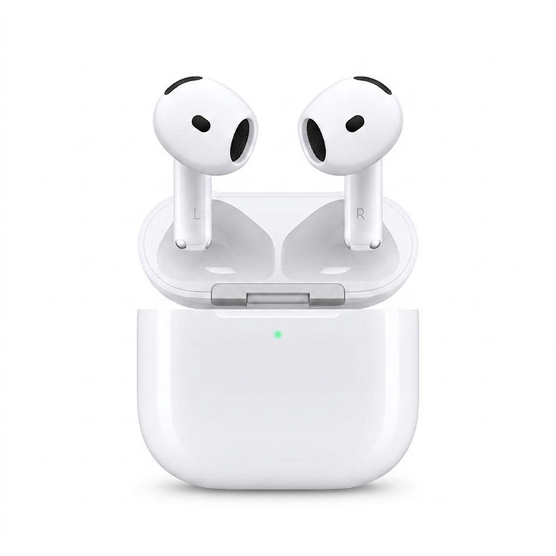 هدفون بلوتوثی اپل مدل AirPods 4 فاقد قابلیت نویز کنسلینگ، درگاه شارژ USB Type-C، شارژ بی سیم، با قابلیت اتصال به چند دستگاه، پشتیبانی از فرمان لمسی، نشانگر LED، پشتیبانی از دستیار صوتی، مقاوم در برابر آب
