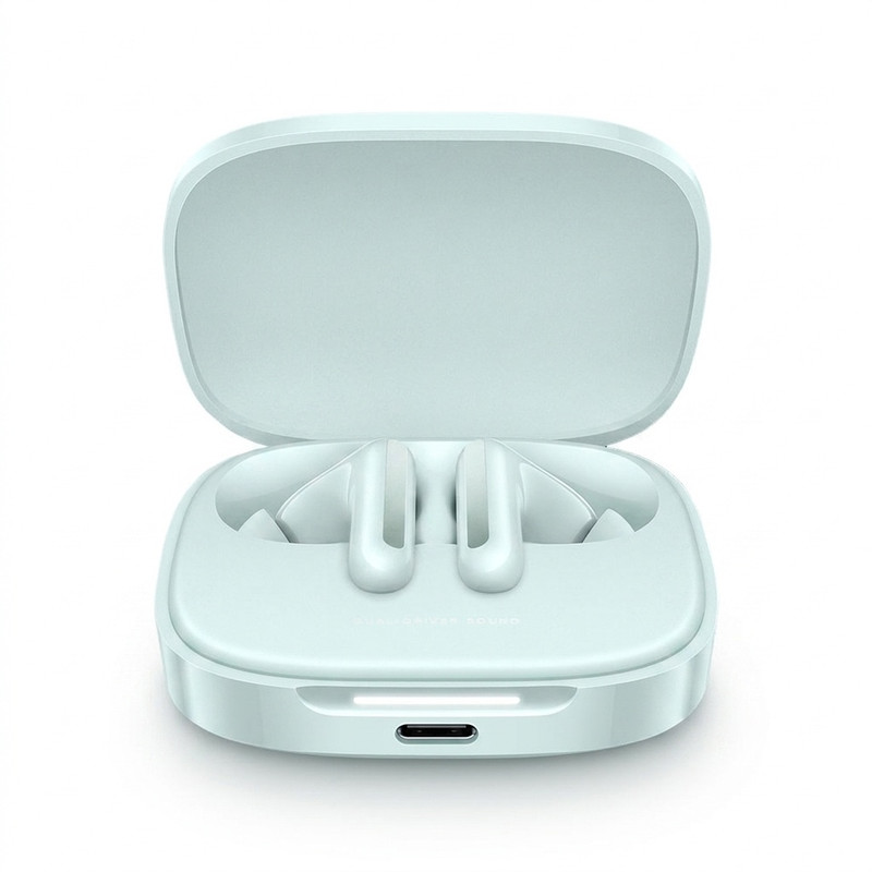 هدفون بلوتوثی شیائومی مدل Redmi Buds 6 با نویز کنسلینگ فعال (ANC)، درگاه شارژ USB Type-C، دارای میکروفون دوگانه با ENC (کاهش نویز محیط)، مقاوم در برابر رطوبت و عرق